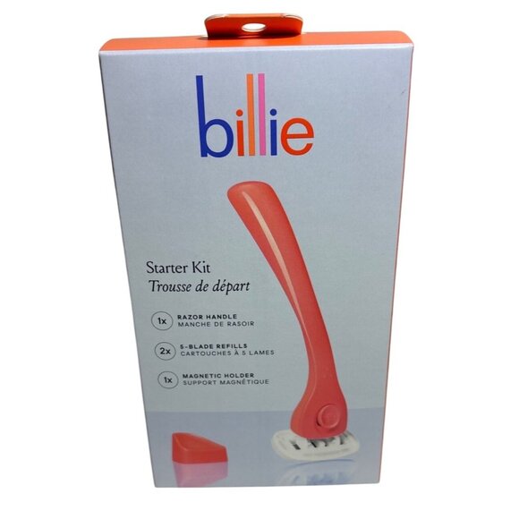 Billie Starter Kit Razor With Magnetic Holder & 5-Blade Refills Coral - Picture 1 of 3